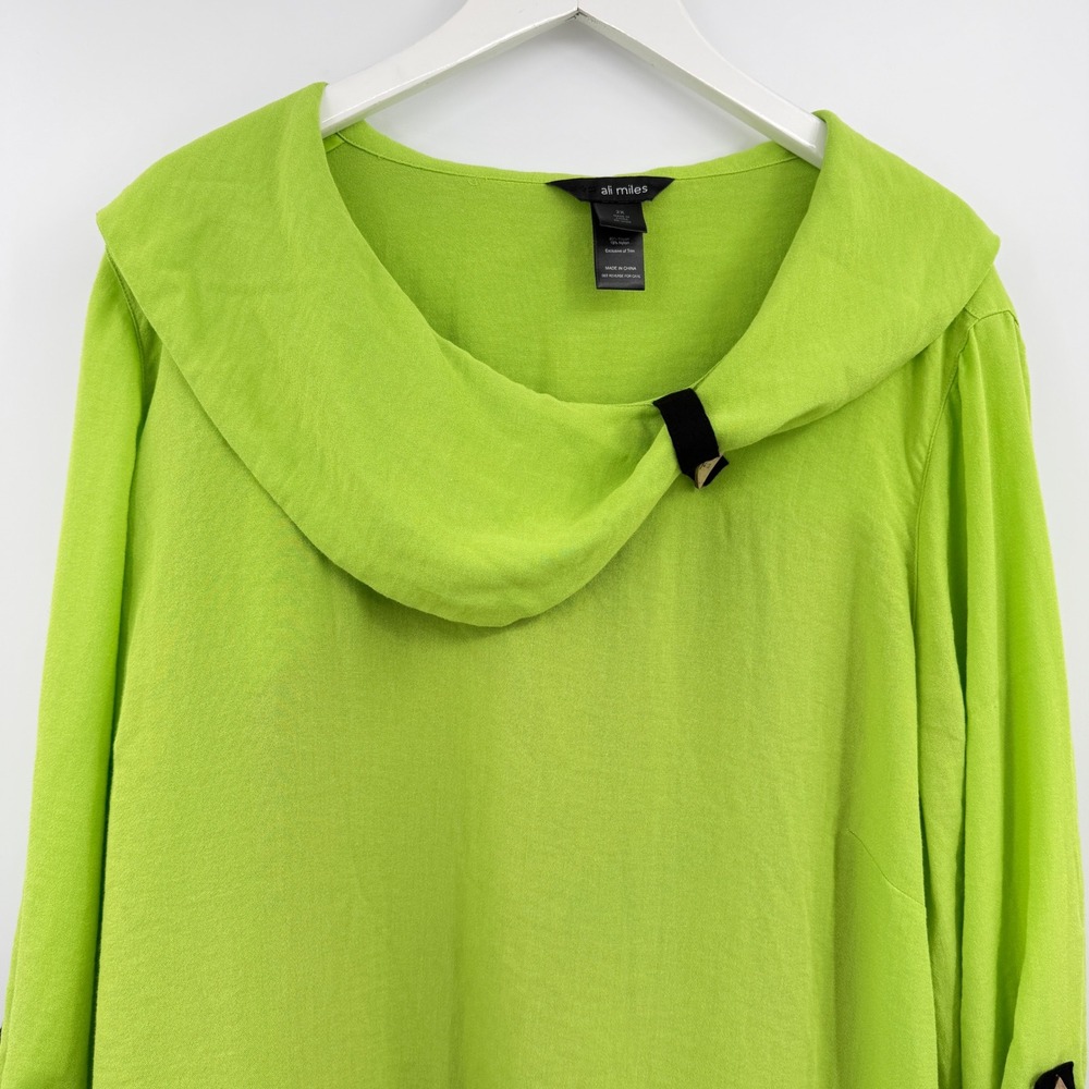 Ali Miles Womens 2X Cowl Neck Roll Tab Tunic Top lagenlook art to wear - Picture 3 of 13